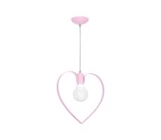 Dziecięca lampa wisząca LOVE 1xE27/60W/230V jasnoróżowa