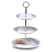 Etażera porcelanowa LAWENDA - lawenda, fioletowy - Rozmiar srednica 22,9 cm, 19 cm, 15 cm