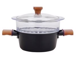 Garnek do gotowania na parze - czarny/jasne drewno - Rozmiar 2,2 l, 20 cm