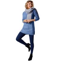 Legginsy z dzianiny z ozdobnymi lampasam - granatowy - Rozmiar 38/40
