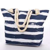 Torba plażowa w paski - ciemnoniebieski - Rozmiar 55x40x23cm